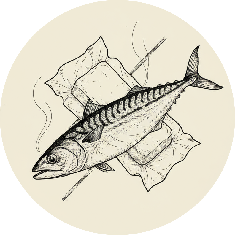 Mackerel and Smoked butter illustration